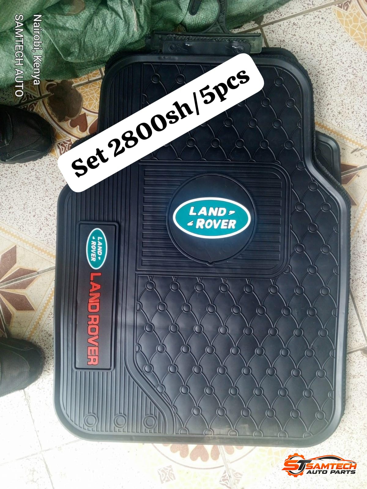 Land Rover Branded Plain Black Car Floor Mats - 5-Piece Set
