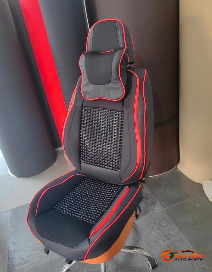 Beaded Seat Cover - Red/Black