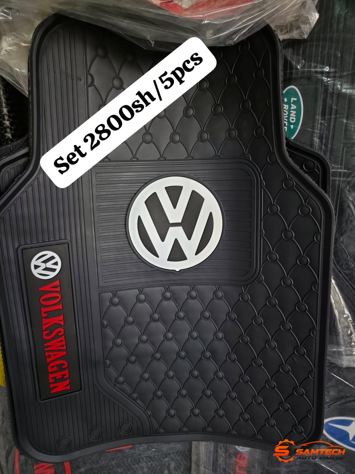 Volkswagen Branded Plain Black Car Floor Mats - 5-Piece Set
