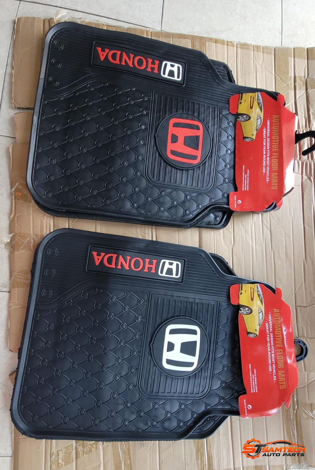 Honda Branded Plain Black Car Floor Mats - 5-Piece Set