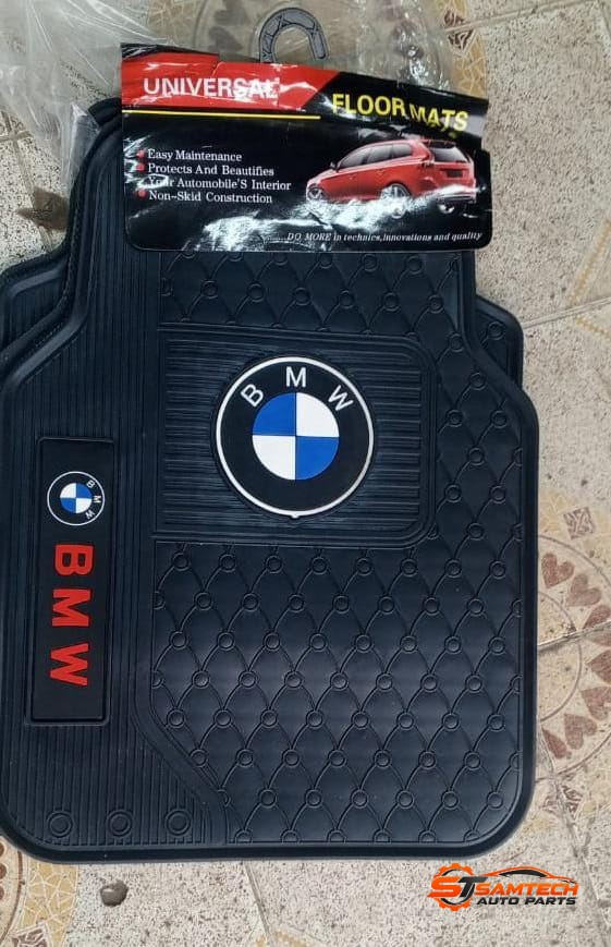 BMW Branded Plain Black Car Floor Mats - 5-Piece Set