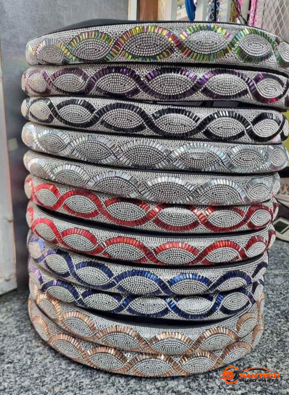 Crystalline steering wheel covers