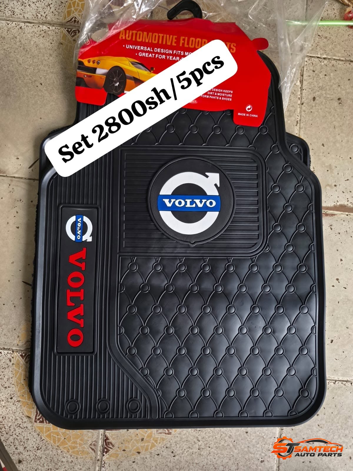 Volvo Branded Plain Black Car Floor Mats - 5-Piece Set