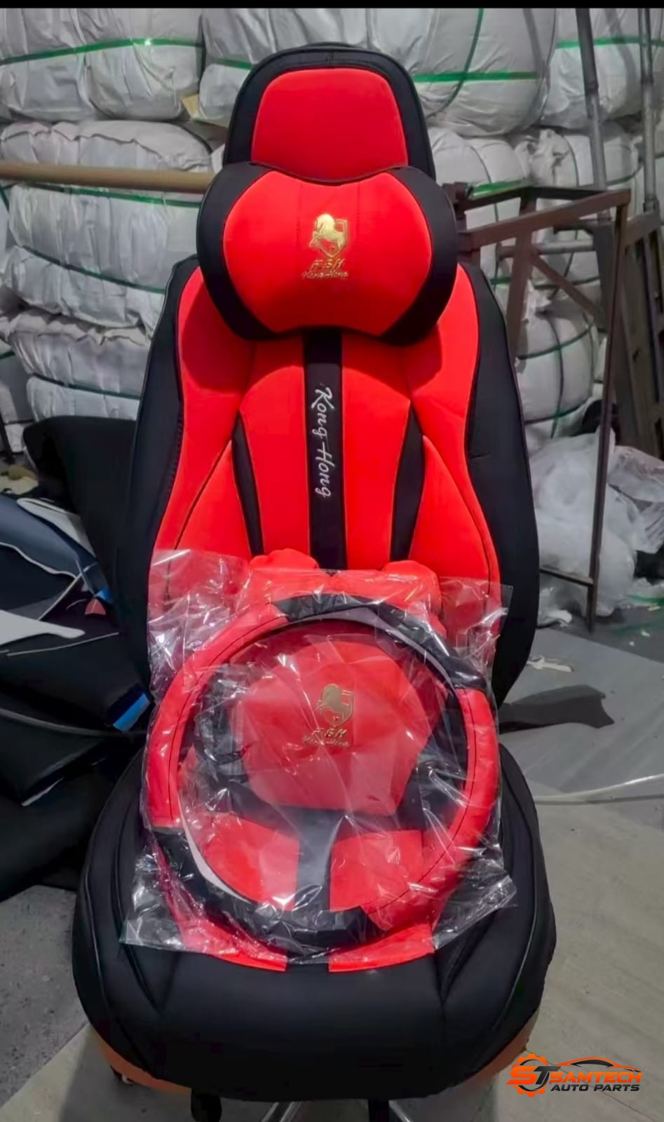 Ferrari Type Branded Seat Cover - Red/Black