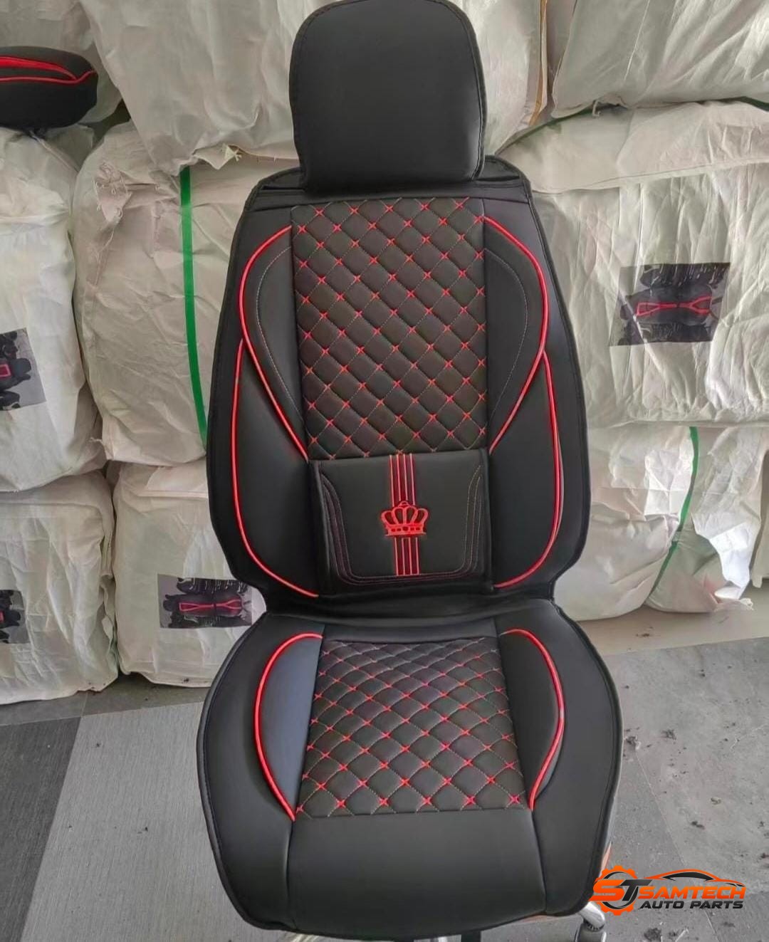 Crown Company Seat Cover - Red/Black