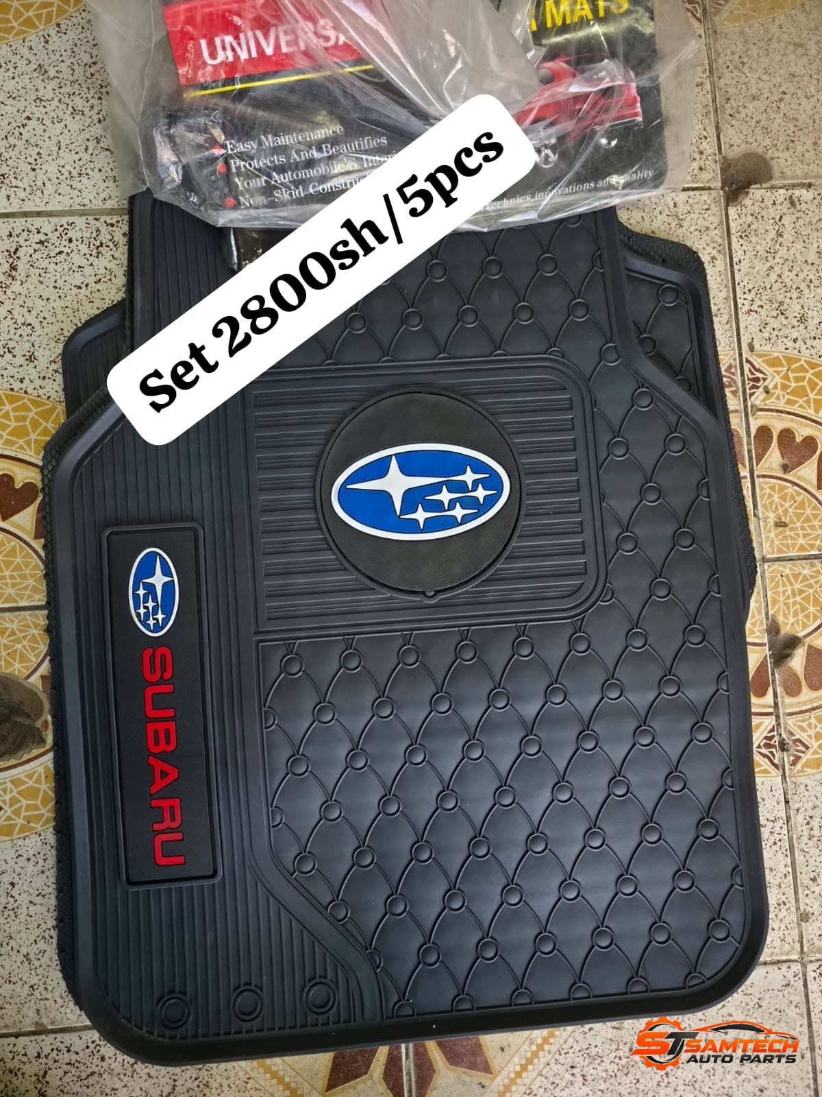 Subaru Branded Plain Black Car Floor Mats - 5-Piece Set