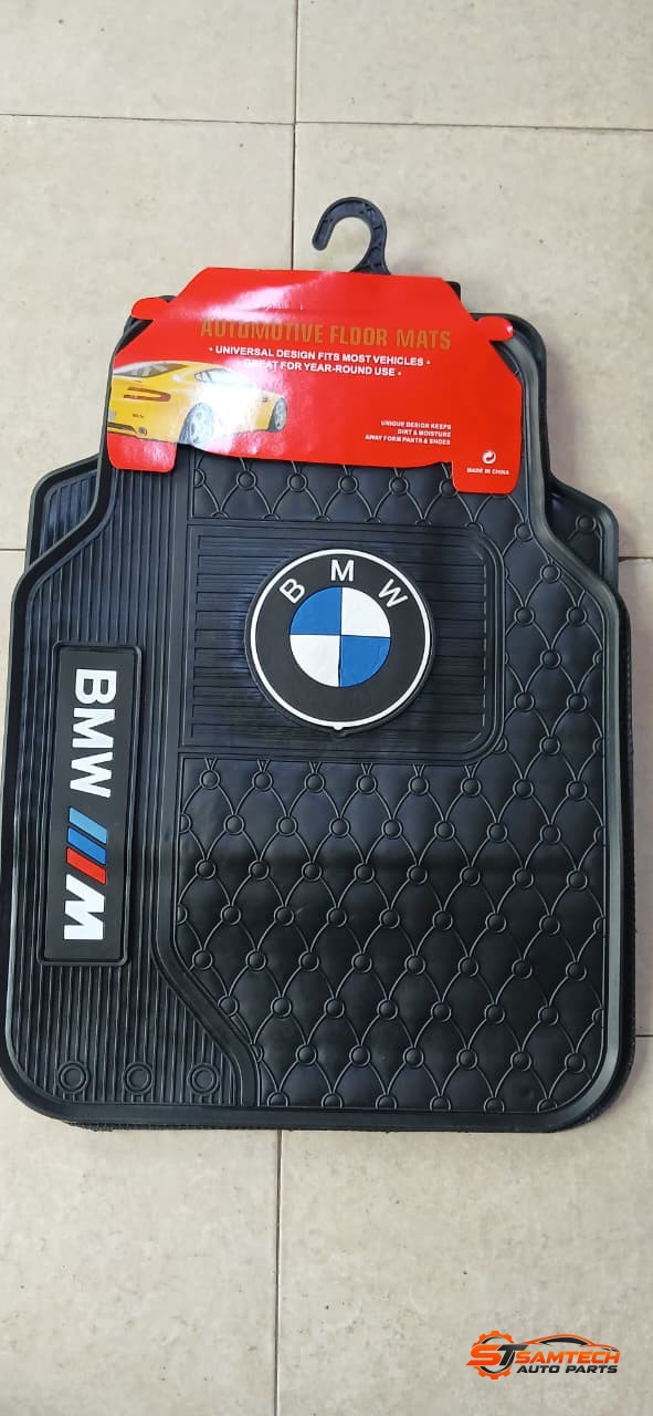 BMW Branded Plain Black Car Floor Mats - 5-Piece Set