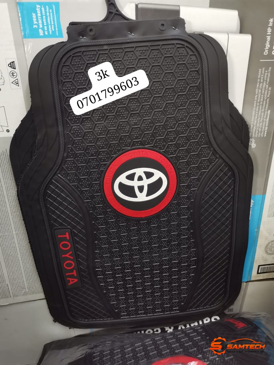 Toyota Branded Plain Black Car Floor Mats – 5-Piece Set