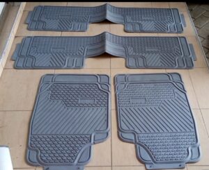 7-Seater Heavy Duty Rubber Floor Mats – 4 Piece (Grey & Black)